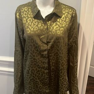Olive Tonal Animal Print Long Blouse